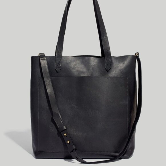 Madewell The Medium Transport Leather Tote Bag True Black NWOT DISCONTINUED - Picture 1 of 10